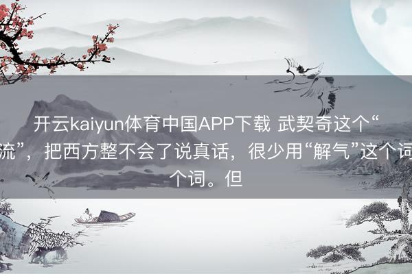 开云kaiyun体育中国APP下载 武契奇这个“泥石流”，把西方整不会了说真话，很少用“解气”这个词。但
