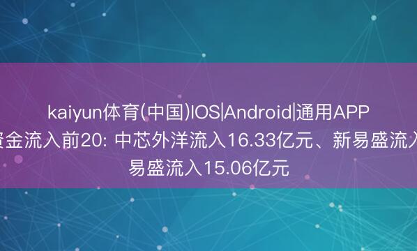 kaiyun体育(中国)IOS|Android|通用APP下载 主力资金流入前20: 中芯外洋流入16.33亿元、新易盛流入15.06亿元