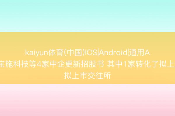 kaiyun体育(中国)IOS|Android|通用APP下载 宝施科技等4家中企更新招股书 其中1家转化了拟上市交往所